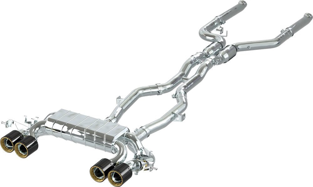 LCE x Capristo BMW M2 G87 ECE Klappenabgasanlage und Mittelschalldämpfer Ersatzrohr mit eloxierten Endrohrblenden und Aluminium Aussenhülse (Blenden wahlweise gerade oder schräg)