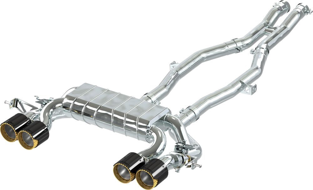 LCE x Capristo BMW M4 G82 ECE Klappenabgasanlage und Mittelschalldämpfer Ersatzrohr mit eloxierten Endrohrblenden und Aluminium Aussenhülse (Blenden wahlweise gerade oder schräg)